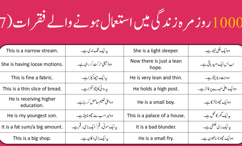 10000 English to Urdu daily use Sentences Part 7