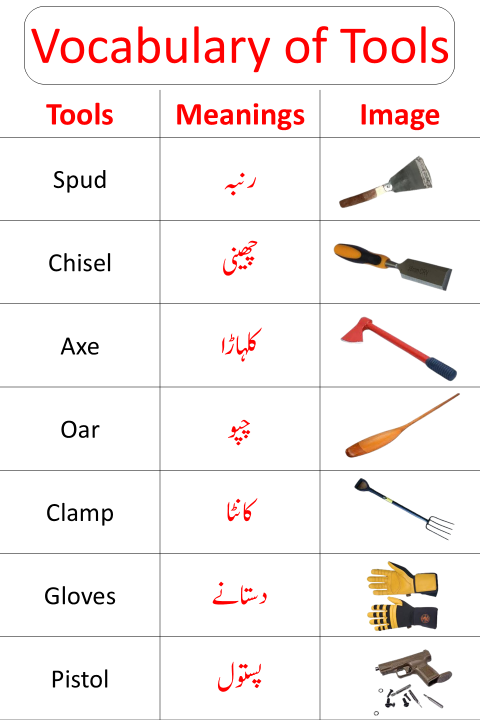 Names Of Common Tools
