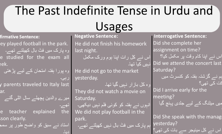 The Past indefinite Tense