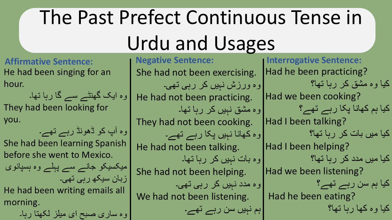 The Past prefect continuous tense